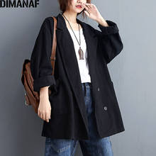 Dimanaf jaqueta feminina casual de algodão com botões e lapela, casaco solto, vintage, de outono 2024 - compre barato
