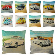 45cm*45cm watercolor car beetle Design linen/cotton throw pillow covers couch cushion cover home decor pillow 1714 2024 - buy cheap