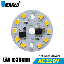 5W 30mm AC 220v led pcb with integrated IC driver for bulb light, WW/ W driverless aluminum plate board, LED Bulb light board 2024 - buy cheap