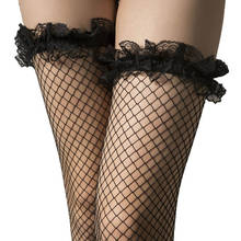 Women's Sexy Fishnet Stocking Thigh High Sheer Lace Top Sexy Stockings Hosiery Nets Stay Up For Women Female Stockings 2024 - buy cheap