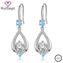 HuiSept Silver 925 Earrings Jewelry Sapphire Amethyst Zircon Gemstone Long Style Water Drop Earrings Ornaments for Women Wedding 2024 - buy cheap