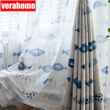 Green cartoon fish tulle curtains for living room boy kids Children bedroom curtain sheer windows treatment home decoration 2024 - buy cheap