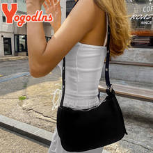 Yogodlns-Baguette de nailon negro para mujer, bolso de hombro a la moda, Vintage, para axila, Color sólido, bandolera, 2021 2024 - compra barato