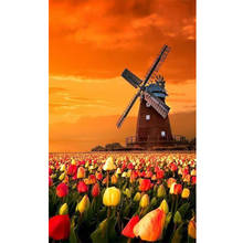 DIY Sunset Windmill Full Square Drill Diamond Painting Colorful Handmade Cross Stitch Embroidery Mosaic Home Room Wall Decor 2024 - buy cheap