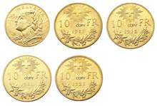 Switzerland 10 Frs (1911-1922）4pcs Date For Chose Gold Plated Creative Copy Coin 2024 - buy cheap