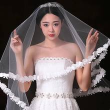 One-layer Shoulder Length Bridal Veils White Ivory Applique Edge Tulle Wedding Veils Wedding Accessories 2022 2024 - buy cheap