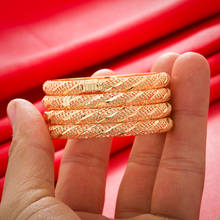 Золотые браслеты 4 шт./лот, 4-10, браслеты для маленьких девочек, круглые ювелирные изделия из Дубая, модный металлический браслет в арабском и среднем восточном африканском стиле 2024 - купить недорого