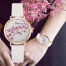 Модные женские часы для женщин цветочный принт наручные часы Роскошные повседневные кварцевые кожаные Наручные часы модные женские нарядные часы подарок 2024 - купить недорого