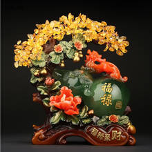 Cabaça de resina de feng shui, ornamentos de árvore de dinheiro da sorte, escultura chinesa, artesanato, desktop, arte, decoração de home office 2024 - compre barato