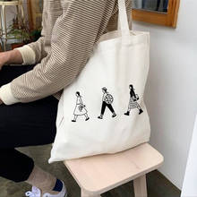 Boys Girls Cartoon Print Women Shopping Tote Bags Fashion Ladies Shoulder Canvas Bags Harajuku Girls Books Bags Shopper Totes 2024 - buy cheap