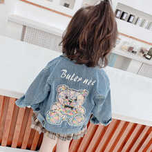 New Children's Denim Jackets Spring Jackets Girl Loose version flower Jean Jackets Girls Kids Clothing Baby Lace Coat Casual 2024 - buy cheap