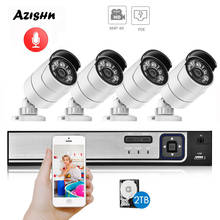 AZISHN H.265+ 4CH 8MP 4K CCTV System POE NVR Kit 3840X2160 Audio Waterproof Metal IP Camera Bullet Home Security Camera System 2024 - buy cheap