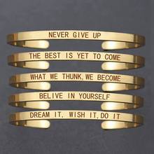 Inspirational Bracelet " Never Give Up " Letters Engraved Gold/ Rose Tone Cuff Bracelet Women's Fashion Accessories 2024 - buy cheap