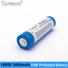 Turmera 18650 NCR18650B 3.7V 3400mah Protected Rechargeable Lithium Battery 2MOS Micro-USB Charging Port for Flashlight 2Pieces 2024 - buy cheap