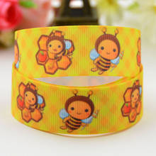 7/8 ''22mm, 1" 25mm, 1-1/2 "38mm, 3" 75mm Bee personaje dibujo estampado grogrén cinta decoración del partido X-01589 10 yardas 2024 - compra barato