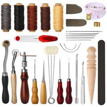 31 Pcs Leather Sewing Tools Diy Leather Craft Tools Hand Stitching Tool Set With Groover Awl Waxed Thread Thimble Kit 2024 - buy cheap