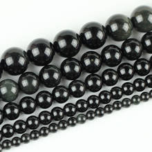 Piedra Natural negra obsidiana, cuentas redondas sueltas de 15 ", hilo de 4, 6, 8, 10, 12 y 14MM, tamaño a elegir para la fabricación de joyas 2024 - compra barato