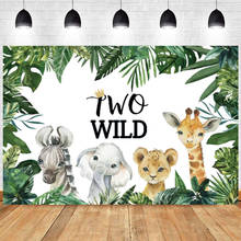 Two Wild Photo Backdrop Jungle Animal Safari Happy Birthday Party Kids Photography Background Studio Prop Decoration Banner 2024 - buy cheap