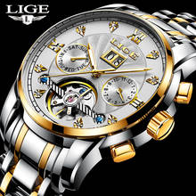 LIGE Men Watch Tourbillon Automatic Mechanical Watch Top Brand Luxury Stainless Steel Sport Watches Mens Relogio Masculino 2020 2022 - buy cheap