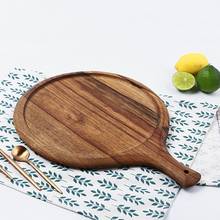 Wooden Pizza Tray Round Pizza Board With Handle Pizza Stone Baking Tray Cutting Board Platter Cake Bakeware Kitchen Baking Tools 2024 - buy cheap