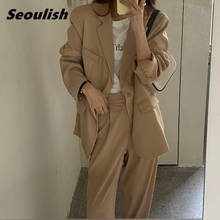 Seoulish Spring Summer 2021 New Women's Pant Suits Single-breasted Loose Blazer Jacket & Button Pants Female Office Ladies Sets 2024 - buy cheap