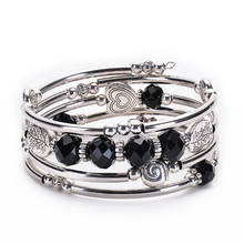 Shiny Bright Multi-faceted Black Crystal Multi-layer Fashion Charms Women Dainty Bracelet Bangle For Girls Gift 2024 - buy cheap