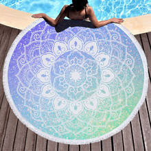 Mandala impresso toalha de praia redonda borda franjas protetor solar xale piquenique ao ar livre tapete piscina almofada microfibra toalhas de banho 2024 - compre barato