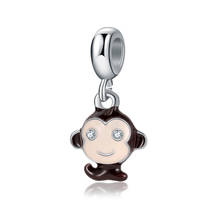 2019 New Original Alloy Bead Dark Brown Enamel Little Monkey Dangle Charm Fit  Bracelet Bangle Necklace DIY Women Jewelry 2024 - buy cheap