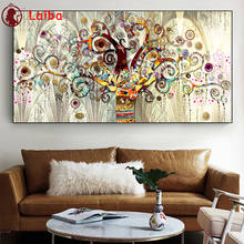 Pintura de diamante em mosaico, pintura de diamantes famosa, gustav klimt, árvore da vida abstrata, bordado com diamantes, quadrado completo e decoração de casa com brocas redondas 2024 - compre barato