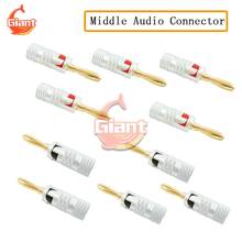 Conector de áudio portátil 4mm, conector preto, vermelho, banhado a ouro, tipo lanterna, cabo de tomada de banana, parafuso fixo de alto-falante diy com 10 peças 2024 - compre barato