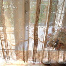 Europeu amarelo branco bordado malha rendas bay janela partição cortina para cozinha sala de estar rideaux pour le salão sp6066 2024 - compre barato