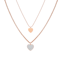 Collar de acero inoxidable con doble cadena y corazones de cristal para mujer, gargantilla de Color, regalo del Día de San Valentín, joyería 2020 2024 - compra barato