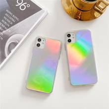 Rainbow Gradient Color Holographic Mirror Silicon Phone Case For iPhone 11 12 13 Pro XS Max X XR SE 2020 7 8 Plus Cover Shell 2024 - buy cheap