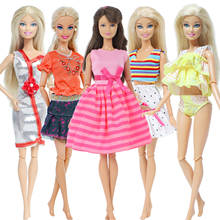 Модное платье для куклы одежда Вечерние наряд Повседневная оранжевая джинсовая юбка пляжное бикини Одежда для куклы Барби аксессуары 12 дюймов детская игрушка 2024 - купить недорого