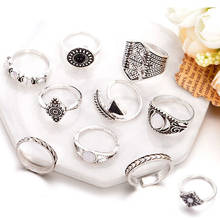 10 pçs boho anéis do vintage conjunto para mulheres anéis para mulheres anel de dedo 2020 feminino boêmio jóias presentes 2024 - compre barato