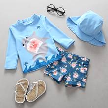 High Quality Boys Swimwear Shark Print Two Pieces Swimsuits for Toddler Boy Children Separate Swimsuit Long Sleeve Rash Guards 2024 - buy cheap