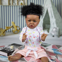 22 polegada bebe boneca reborn bebê bonecas 58cm corpo inteiro silicone boneca boneca pele preta recém-nascidos brinquedos para crianças presentes 2024 - compre barato