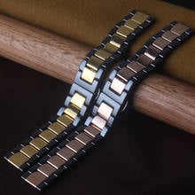 18mm 20mm 22mm Watchbands Ceramic Plated Gold rosegold Watch strap bracelet for mens womens wristband polished high quality new 2024 - buy cheap