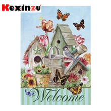 Kexinzu-pintura de diamante 5D DIY "Casa de mariposa", bordado 3D, mosaico de punto de cruz, regalo 2024 - compra barato