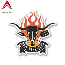 Aliauto Creative Motorcycle Car Sticker Interesting BBQ Meat Fire Beer Accessories Reflective Cover Scratch Decal PVC,16cm*15cm 2024 - buy cheap