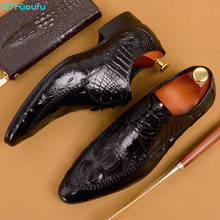QYFCIOUFU/Модная итальянская обувь из крокодиловой кожи; мужские туфли-оксфорды из натуральной кожи; обувь ручной работы для офиса, свадьбы, торжественных мероприятий 2024 - купить недорого