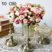 YO CHO-10 cabezas de rosas falsas, flores artificiales de seda, ramo artesanal, decoración de mesa de boda, hogar y fiesta 2024 - compra barato
