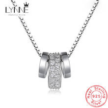 New Fashion Three Rotatable Round CZ Pendant Neckalces 925 Sterling Silver Lovely Rhinestone Circle Necklace Women Jewelry Gift 2024 - buy cheap