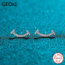 Geoki-pendientes de plata de ley 0,19 con forma de diamante, pendientes de Moissanite con forma de sonrisa, corte perfecto, 925 CT 2024 - compra barato