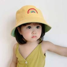 Панама детская Двусторонняя хлопковая, мультяшная шапка от солнца с широкими полями, складная Кепка от солнца с защитой от ультрафиолета, для детей 3-6 лет 2024 - купить недорого