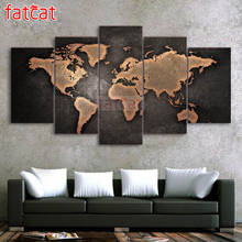 FATCAT-pintura de diamante redondo y cuadrado, mapa del mundo Vintage, bordado de diamantes, decoración de paisaje, regalo AE1184, 5 piezas 2024 - compra barato