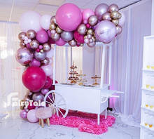 104 шт. хромированные золотые розовые воздушные шары-гирлянды, двойные персиковые шары, розовый воздушный шар, арочный Комплект для свадьбы, дня рождения, вечеринки 2024 - купить недорого