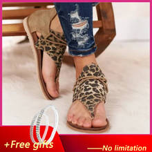 Sandalias con estampado de leopardo para mujer, zapatos planos de talla grande, para verano, 2020 2024 - compra barato