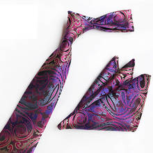 Conjunto quadrado de bolso e gravata masculino, gravatas de caxemira roxa com lenço 2024 - compre barato
