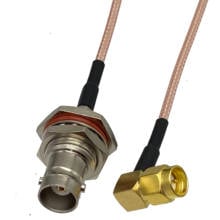 Rg316 sma macho plug ângulo direito para bnc fêmea jack anteparo porca crimp rf conector coaxial trança jumper cabo novo 4 polegada 5 5m 2024 - compre barato